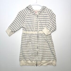 Free People Striped Hoodie Sweatshirt Dress M Striped Cozy Neutral 100% Cotton